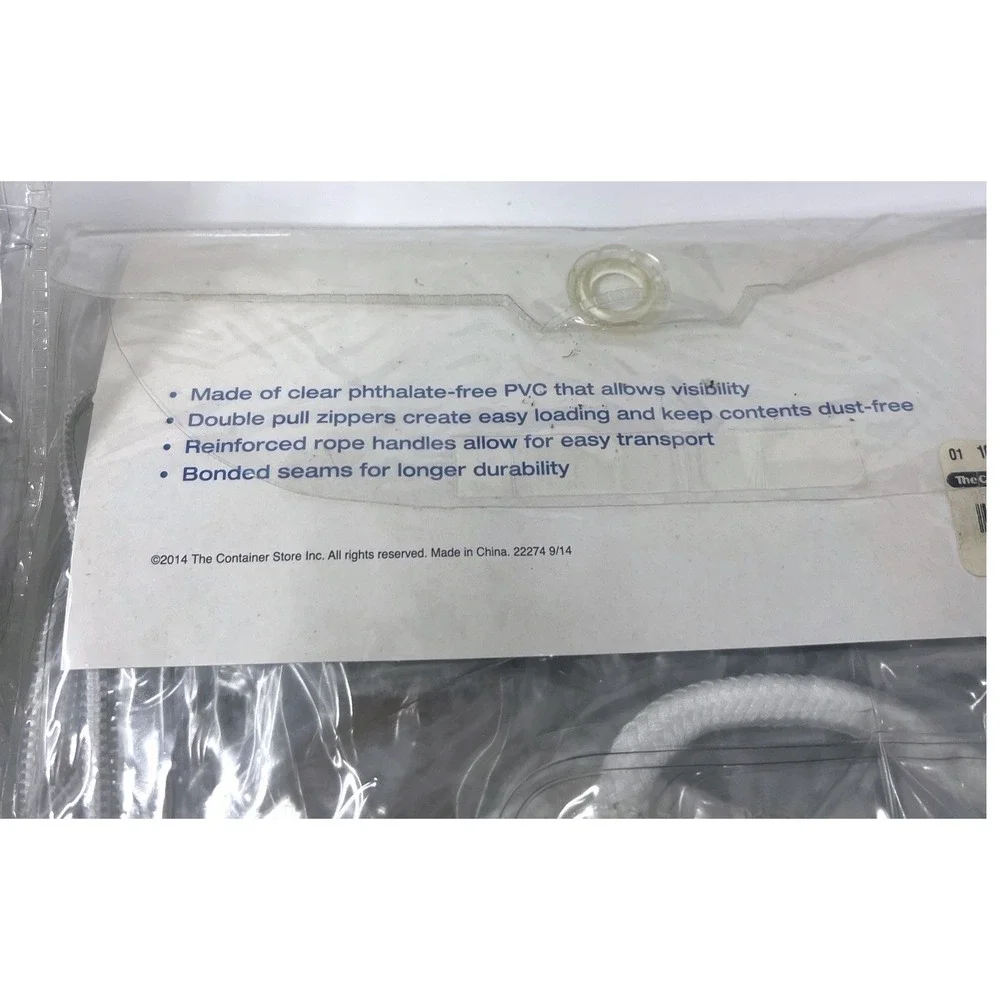 Lot Of 2 The Container Store Clear Medium Chest Storage Bags 16x12x8 NOS Sealed